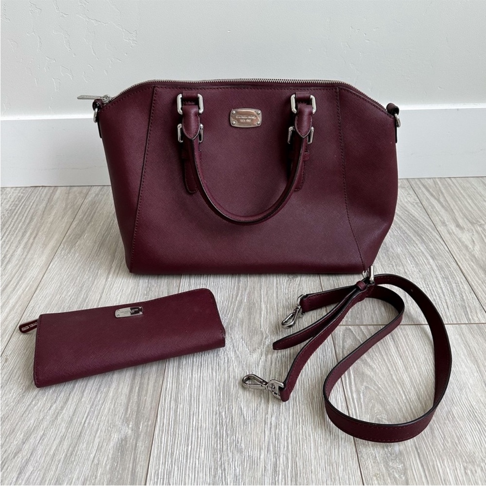 Michael Kors burgundy crossbody bag purse and wallet